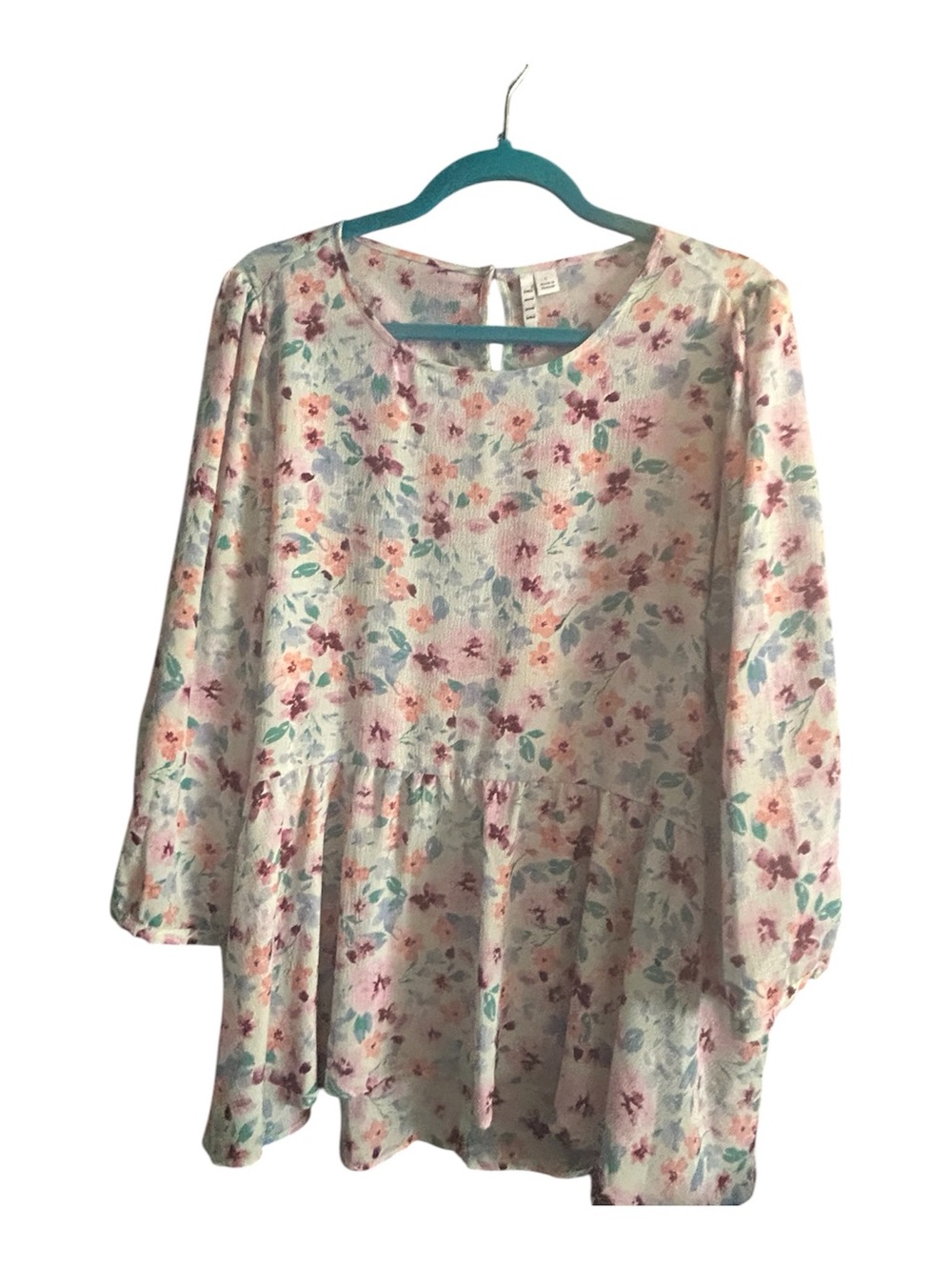 Elle Floral Peplum Tunic in Pink and Mint
